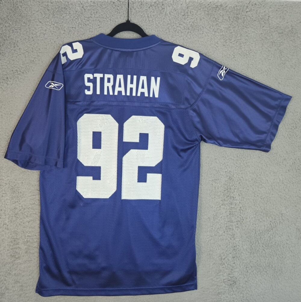 Vintage Reebok Jersey Michael Strahan New York Giants Mens Medium 44 Blue Y2K